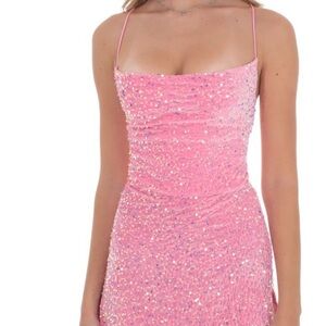 Lucy in the Sky Pink Velvet Sequin Dress